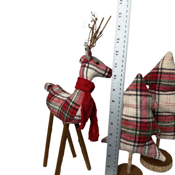 Christmas Holiday Trees and Reindeer Tartan Fabric Indoor  Decoration - Picture 2 of 5